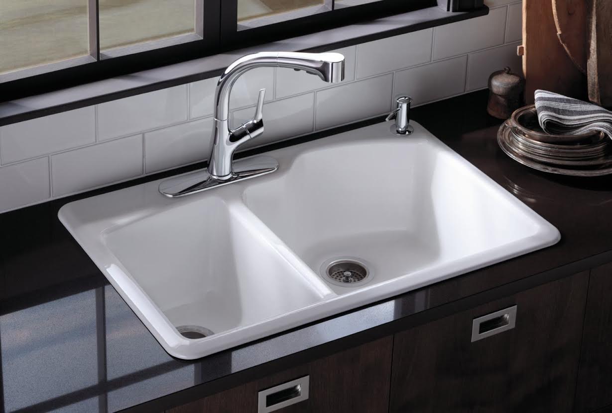 porcelain faucet kitchen sink